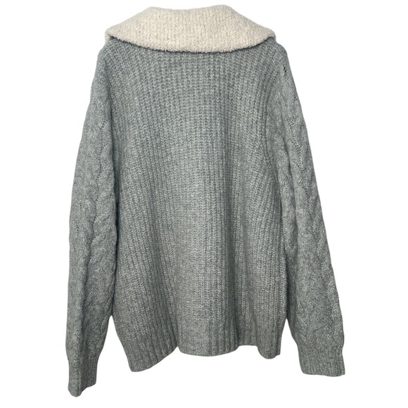 Lucky Brand Women's Gray Wool Blend Cable Knit Cardigan Sweater Size XL - Picture 5 of 11